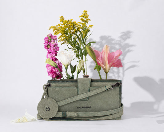 Mint Lozan Genuine Suede Leather Crossbody Phone Wallet Bag