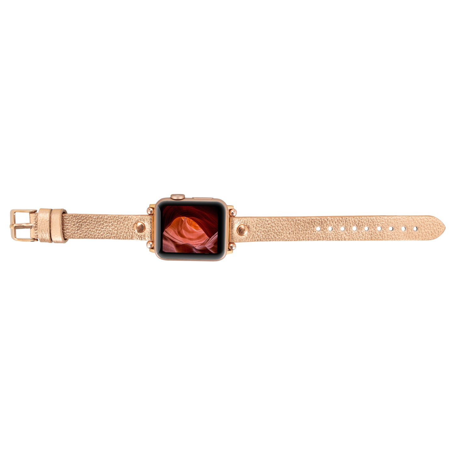 Ferro Leather Apple Watch Band with Rose Gold Trok
