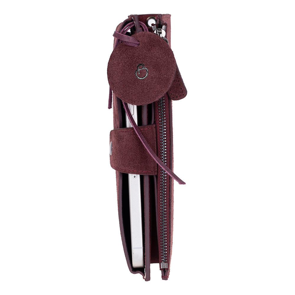 Burgundy Lozan Genuine Leather Crossbody Phone Wallet Bag