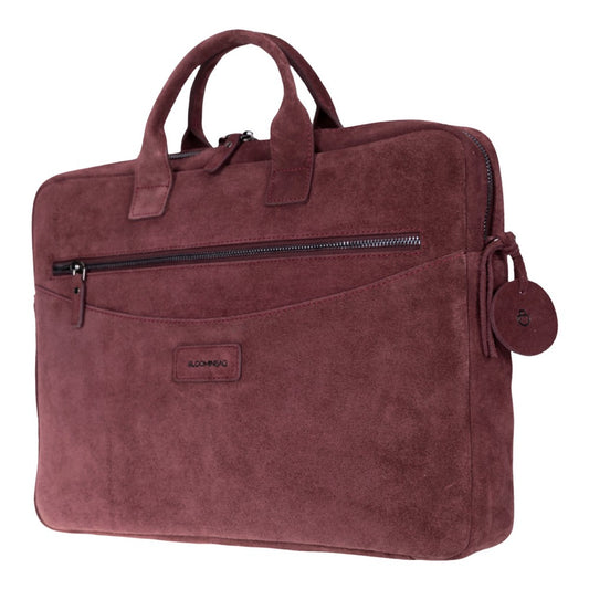 Burgundy Still Genuine Suede Leather 15-16 Inch MacBook & Laptop Bag