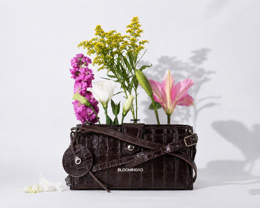 Mocha Croco Lozan Genuine Leather Crossbody Phone Wallet Bag