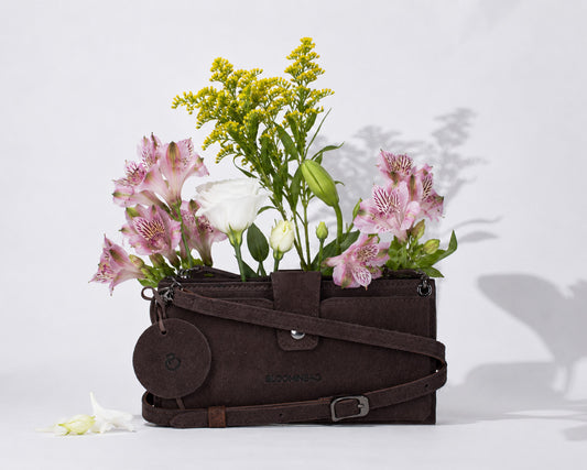 Mocha Lozan Genuine Suede Leather Crossbody Phone Wallet Bag