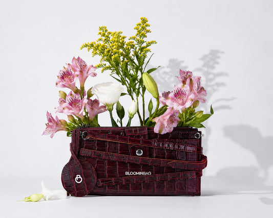 Burgundy Croco Lozan Genuine Suede Leather Crossbody Phone Wallet Bag