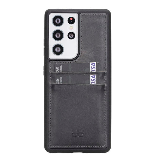 Bouletta Flex Cover Back with Card Holder Leather Cases for Samsung Galaxy S21 Series S21 Ultra 6.8" / Gray