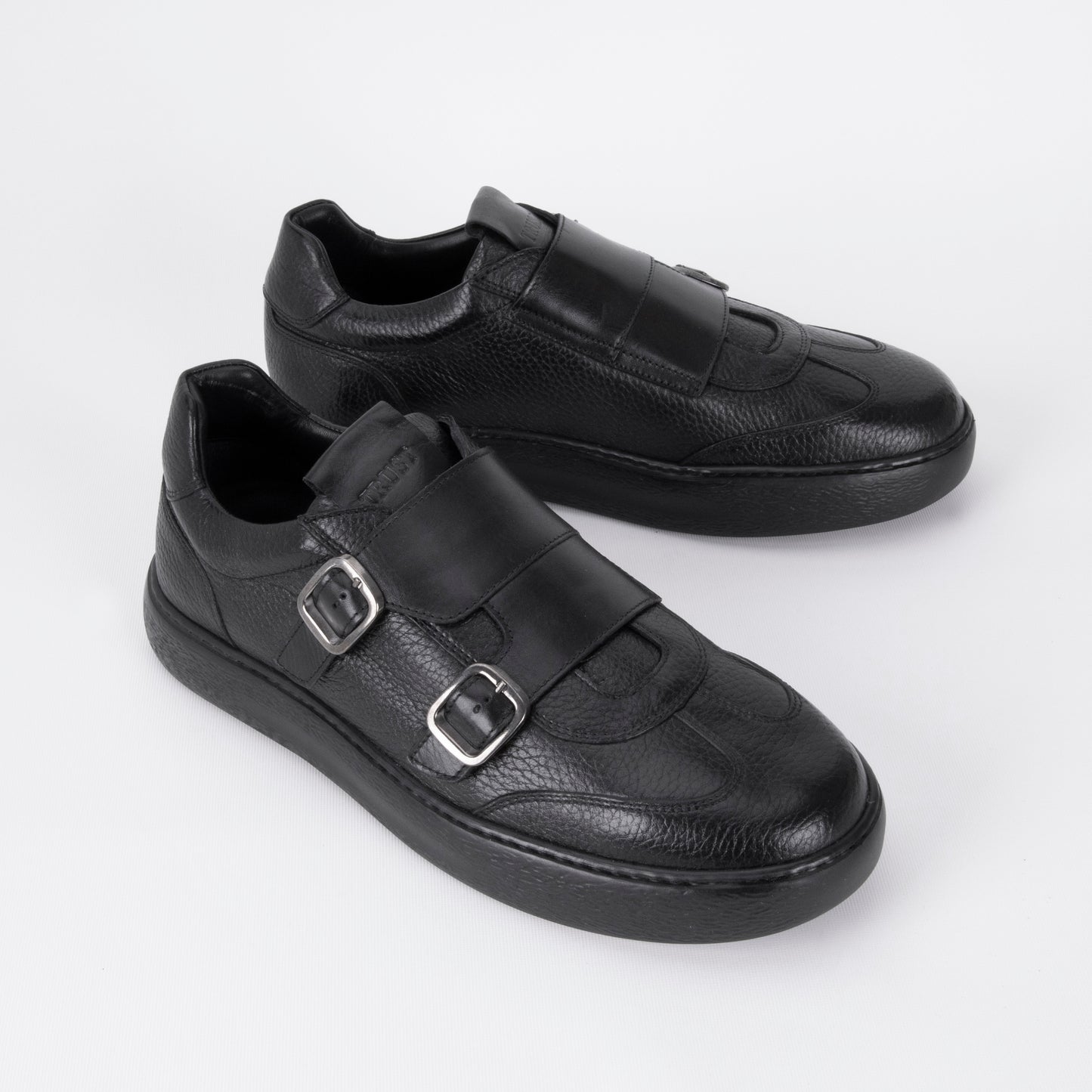 Trust Shoes E4904 Leather Double Monk Sneakers – Black