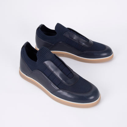 Trust Shoes D8017X Leather Men's Slip-On Sneakers – Navy