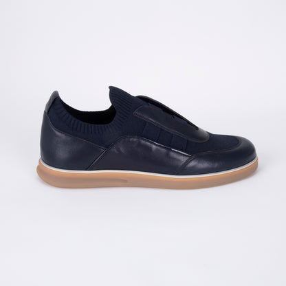 Trust Shoes D8017X Leather Men's Slip-On Sneakers – Navy