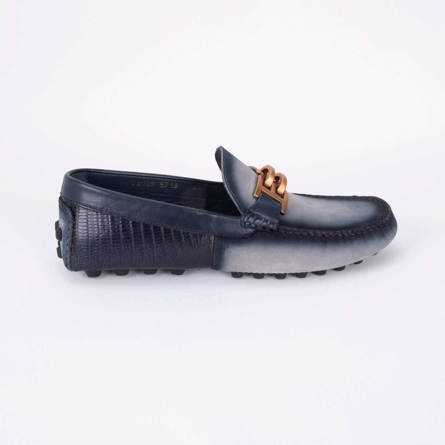 Trust Shoes E718 Leather Men's Loafers – Gray/Navy