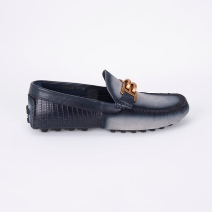 Trust Shoes E718 Leather Men's Loafers – Gray/Navy