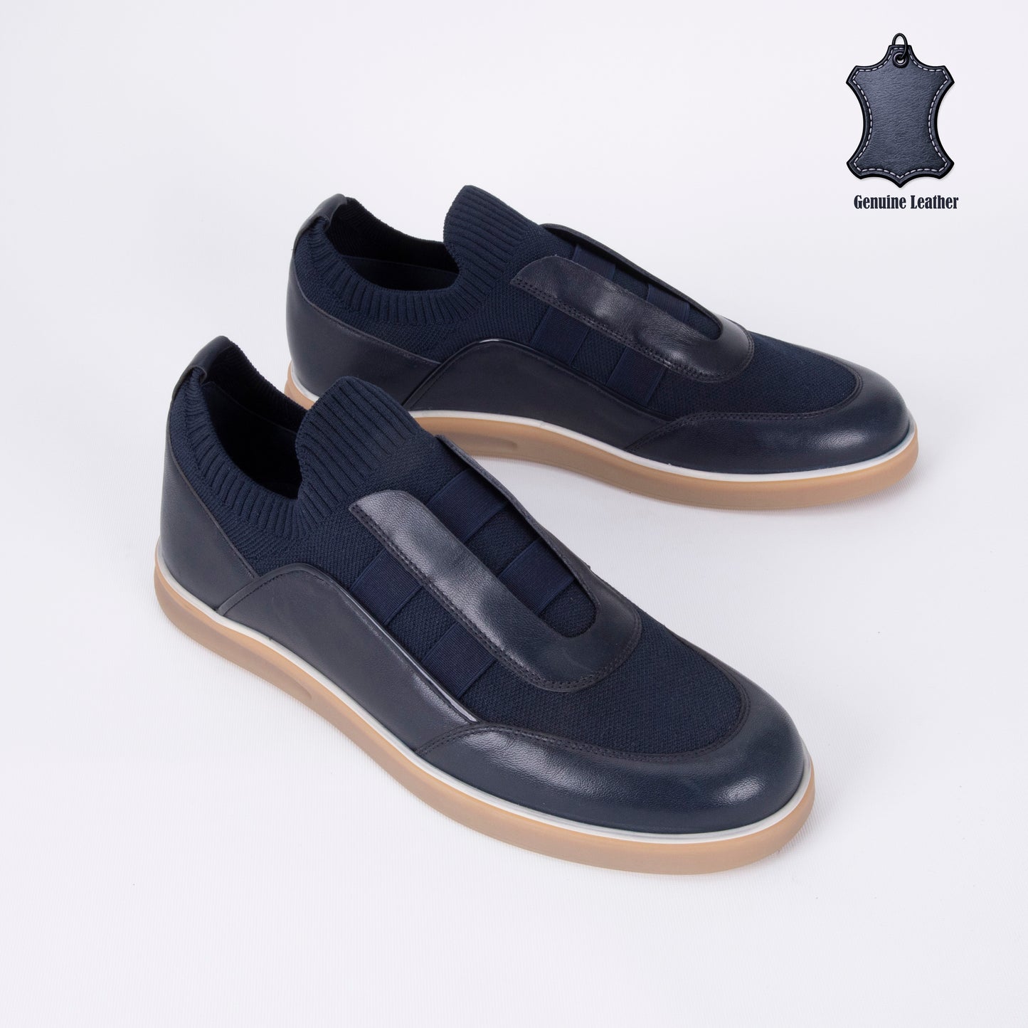Trust Shoes D8017X Leather Men's Slip-On Sneakers – Navy