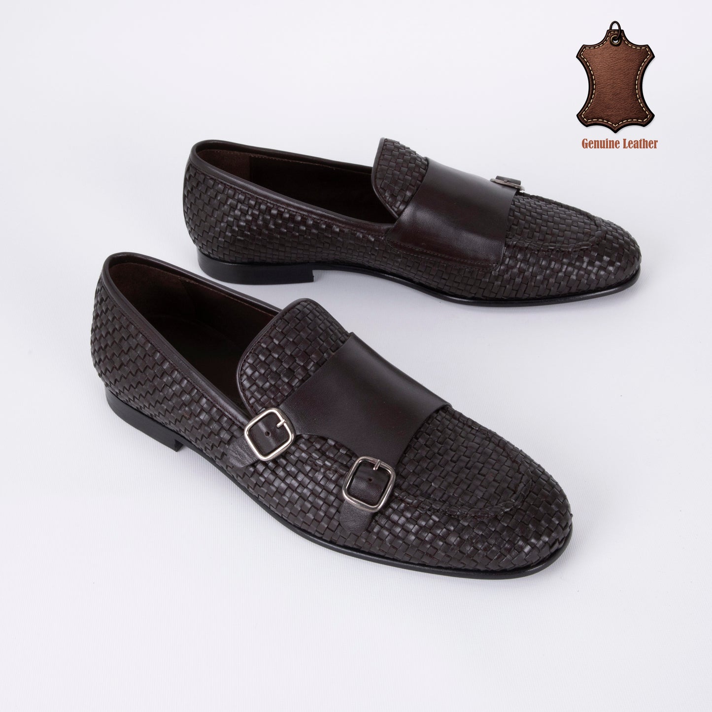 Trust Shoes E5306 Leather Men's Double Monk Strap – Brown