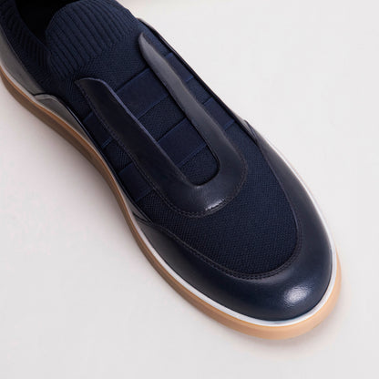 Trust Shoes D8017X Leather Men's Slip-On Sneakers – Navy