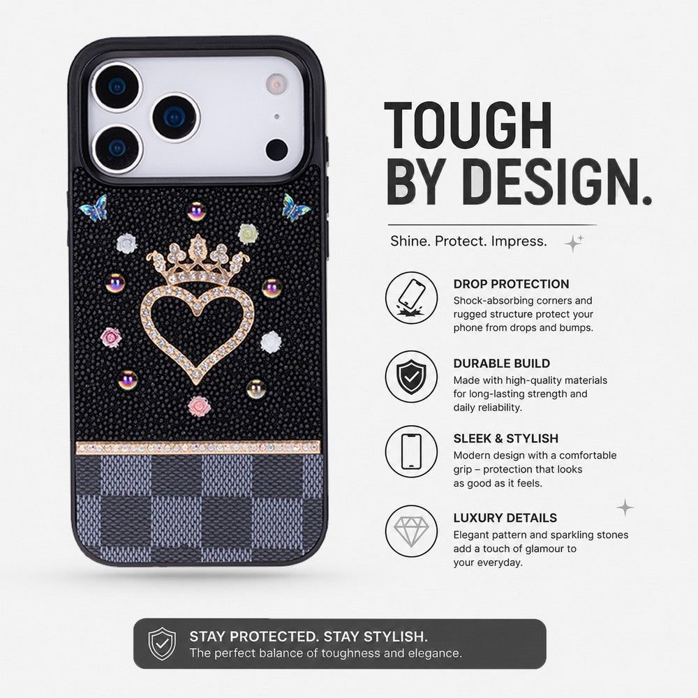 Vissel Heart Crystal Luxury Case for iPhone 17 Pro