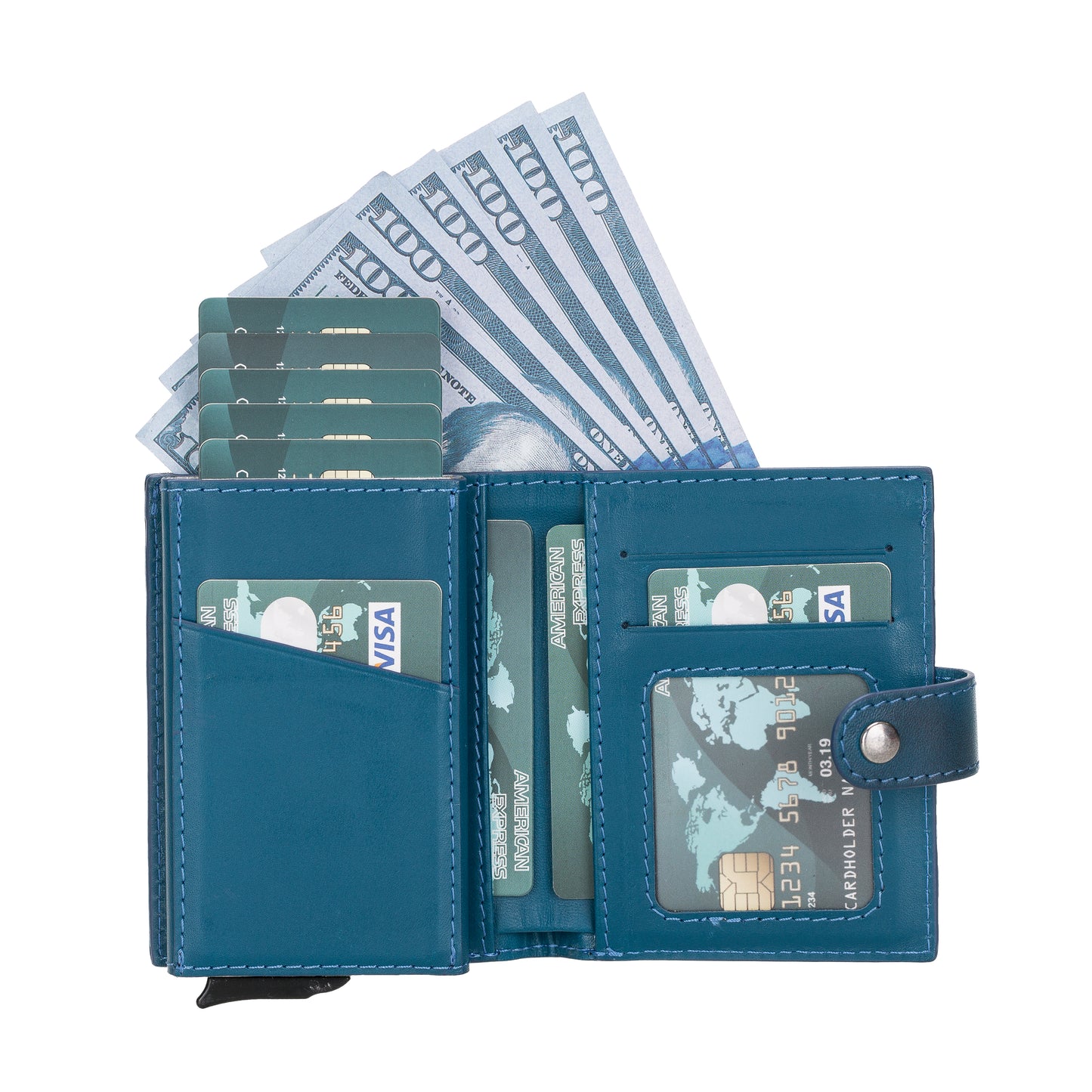 Palermo Mechanical Leather Card Holder