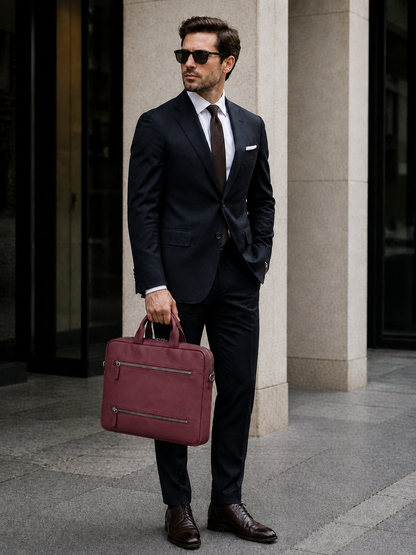 Truro Leather Business Briefcase / Laptop Case 14" with Suitcase