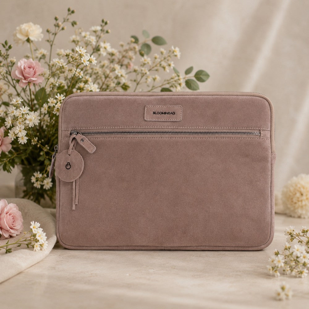 Mist Still Genuine Suede Leather 15-16 Inch MacBook & Laptop Sleeve