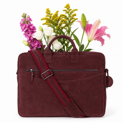 Burgundy Still Genuine Suede Leather 13-14 Inch MacBook & Laptop Bag
