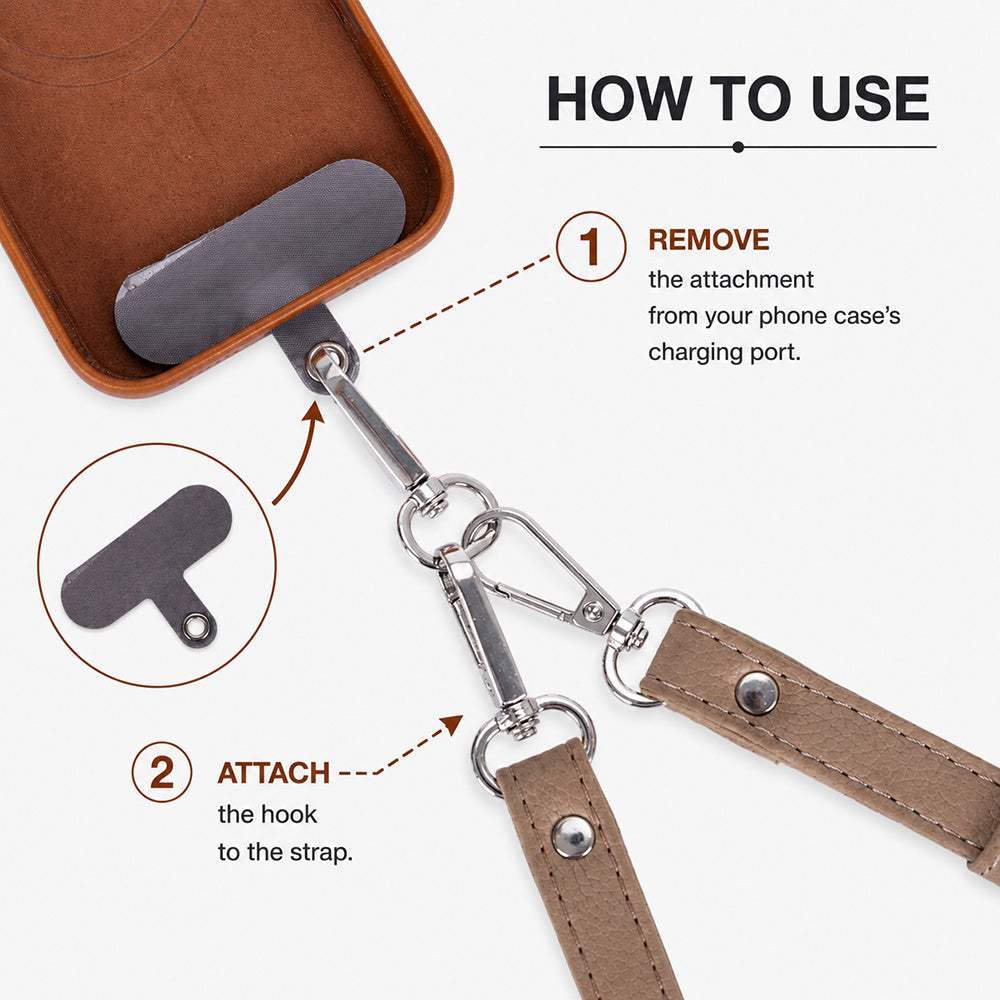 FlexGo PU Leather Phone Strap & Wallet Set – Clip-On Flex