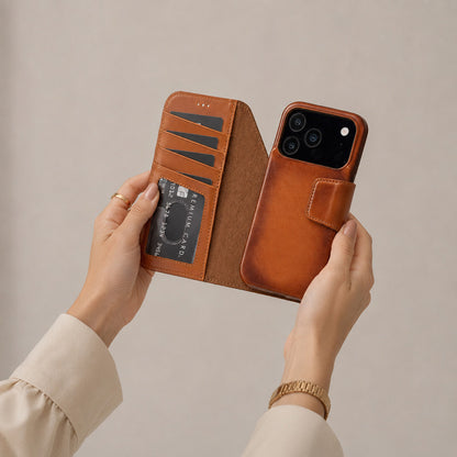 Elite Magic iPhone 17 Pro Leather Detachable Wallet Case