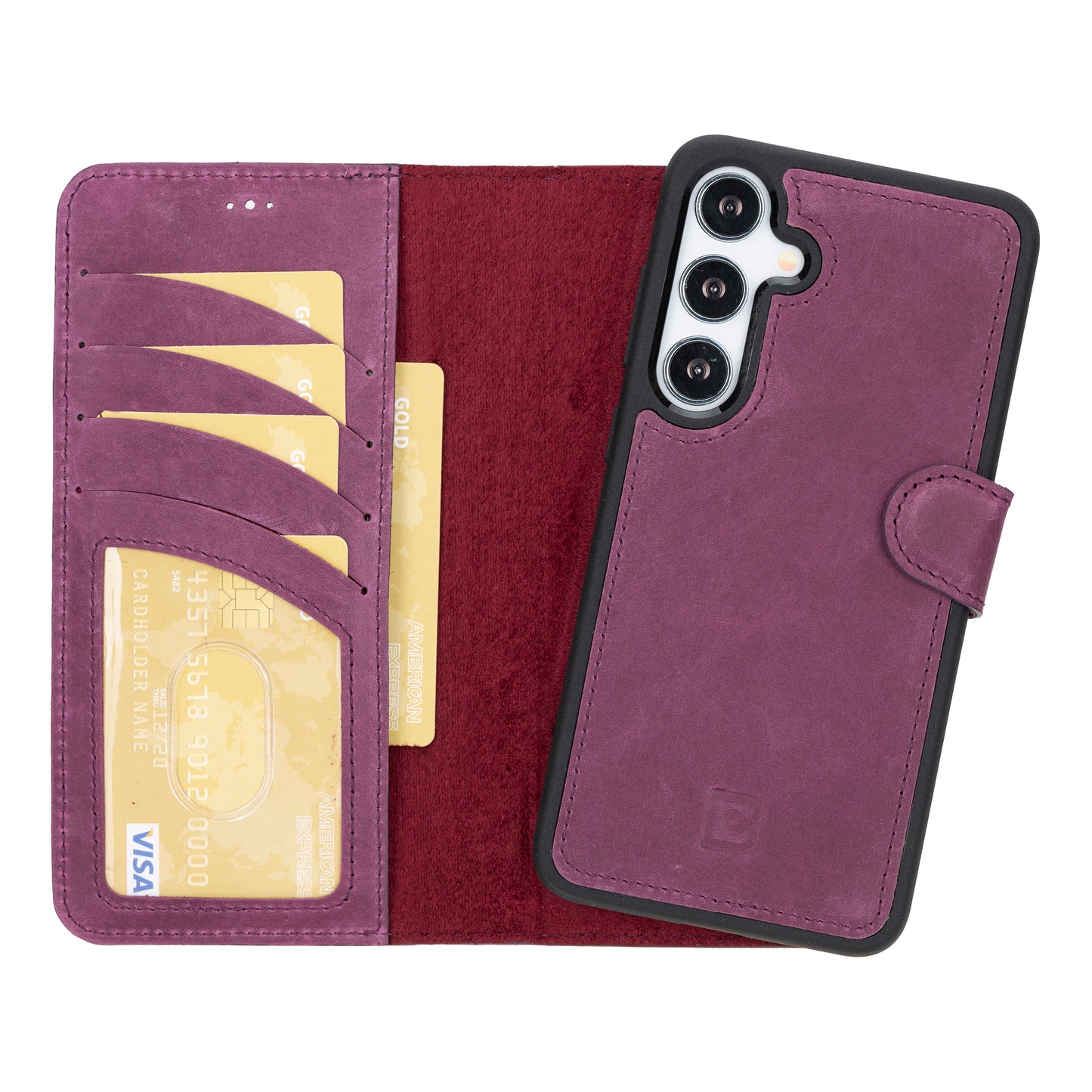 Magic Samsung Galaxy S24 Series Detachable Genuine Leather Wallet Case - MW