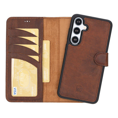 Magic Samsung Galaxy S24 Series Detachable Genuine Leather Wallet Case - MW