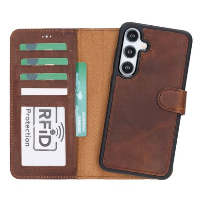 Magic Samsung Galaxy S24 Series Detachable Genuine Leather Wallet Case - MW