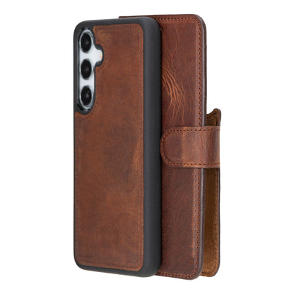 Magic Samsung Galaxy S24 Series Detachable Genuine Leather Wallet Case - MW