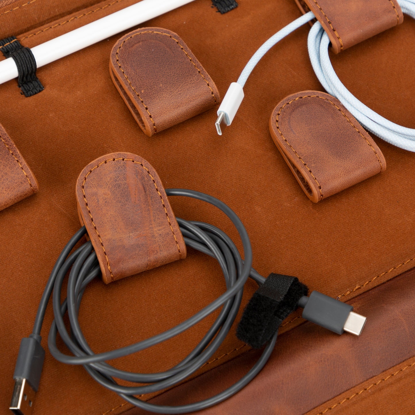 Leather Travel Cable Organizer