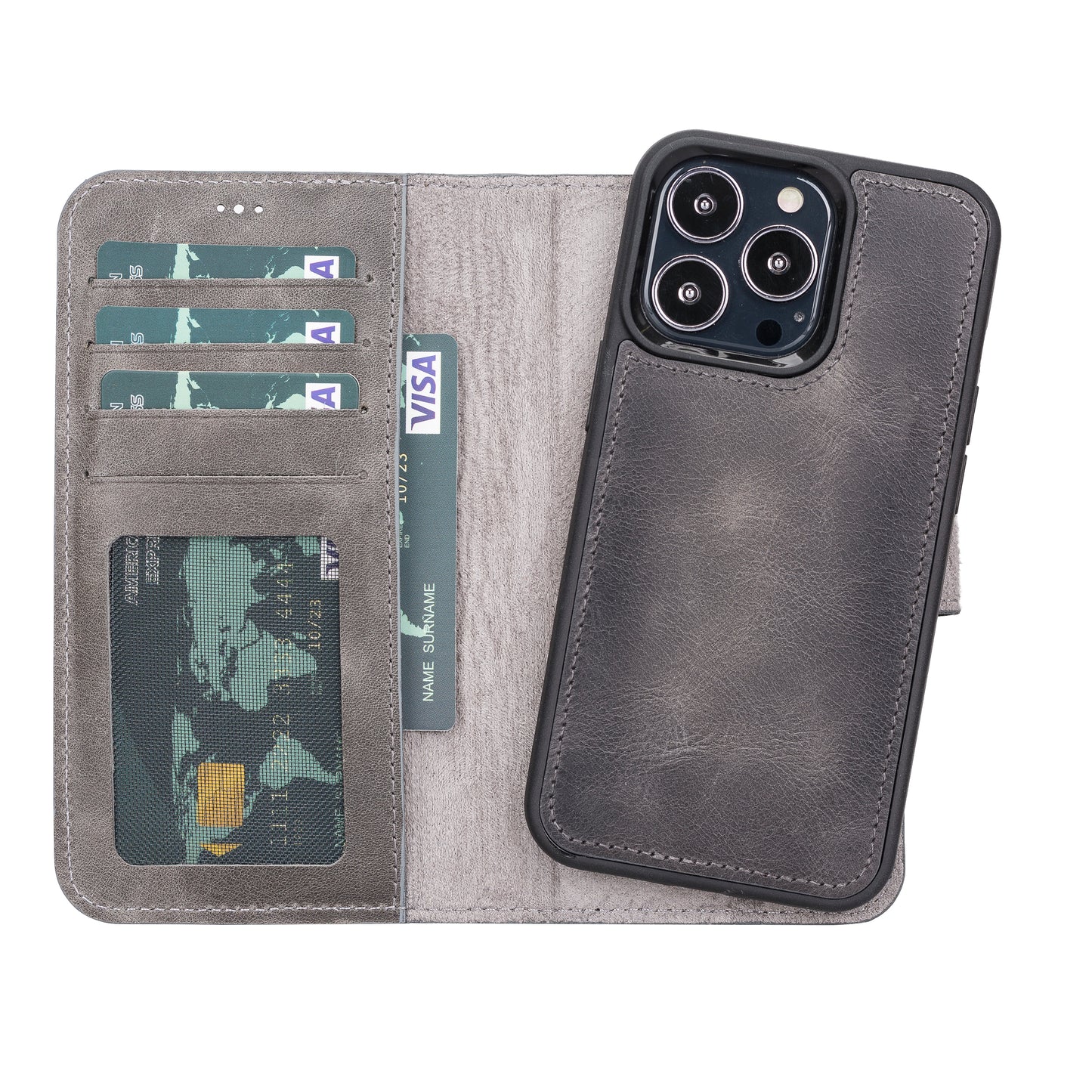 Magic iPhone 13 Pro Detachable Leather Wallet Case