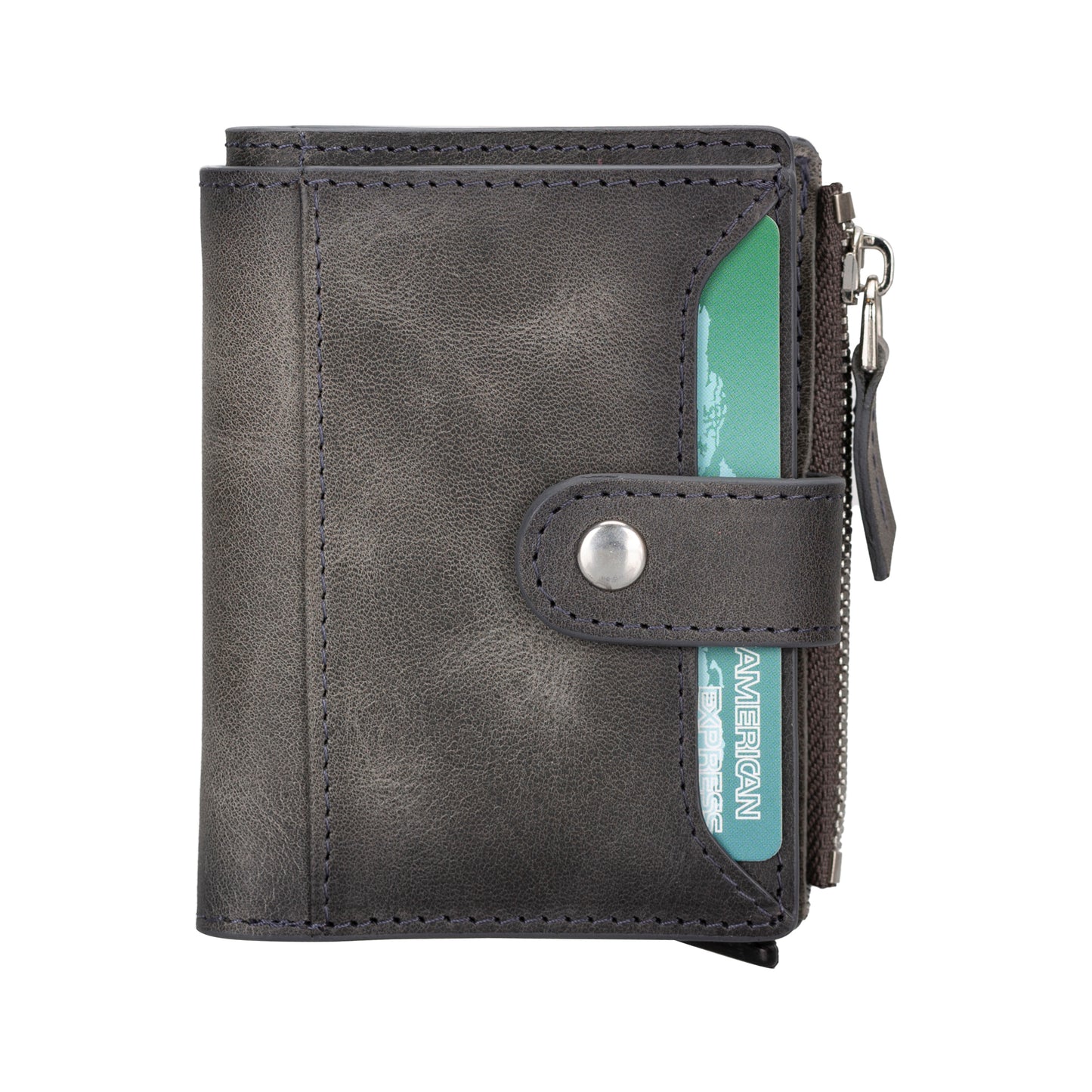Leather Zip Mechanical Card Holder
