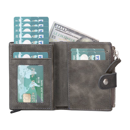 Leather Zip Mechanical Card Holder