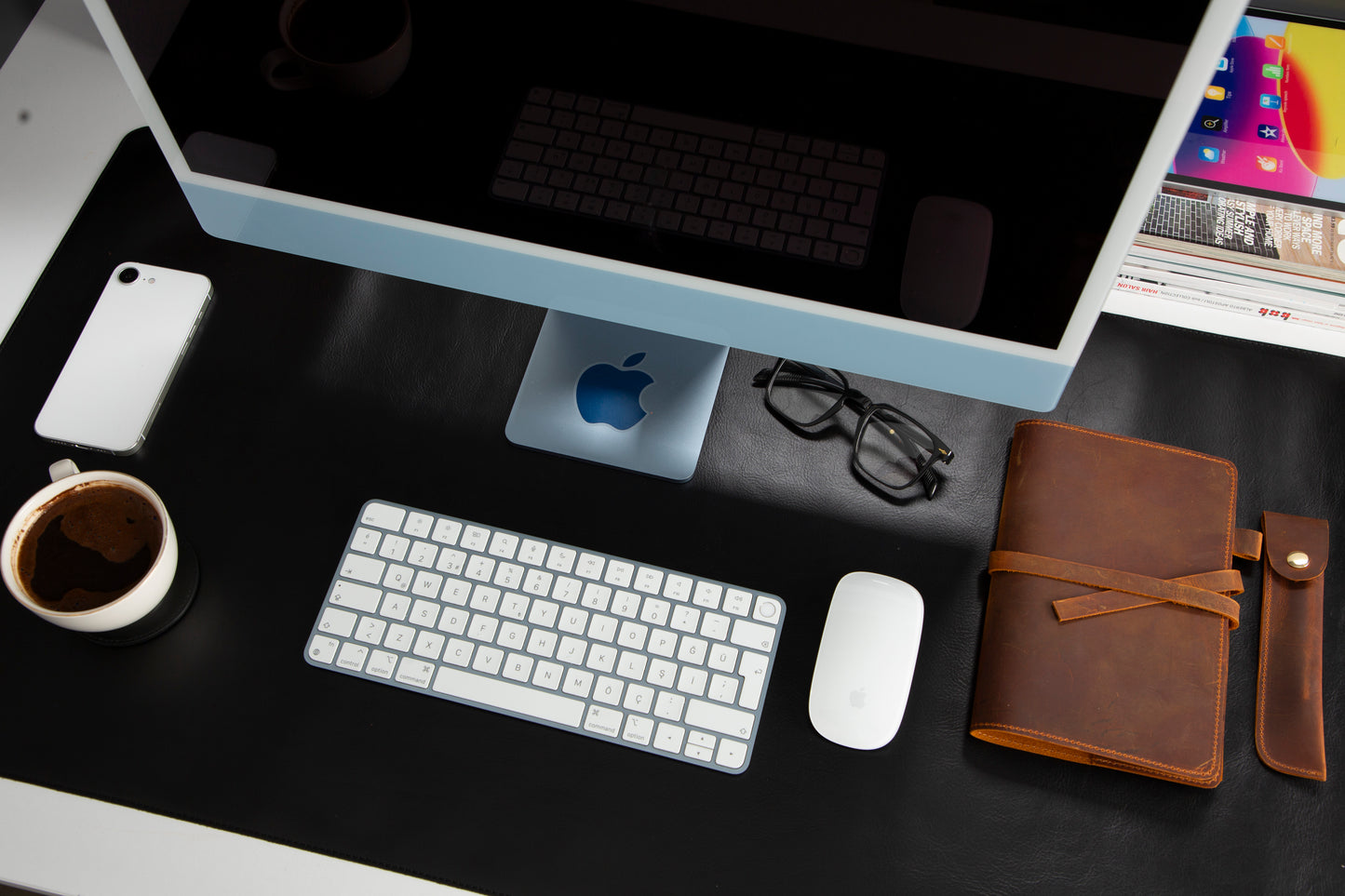 Natural Leather Desk Mat Large