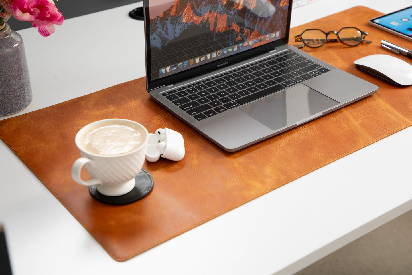 Natural Leather Desk Mat Large