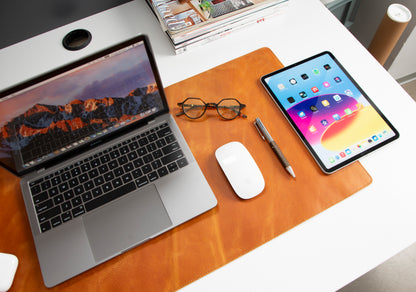 Natural Leather Desk Mat Large