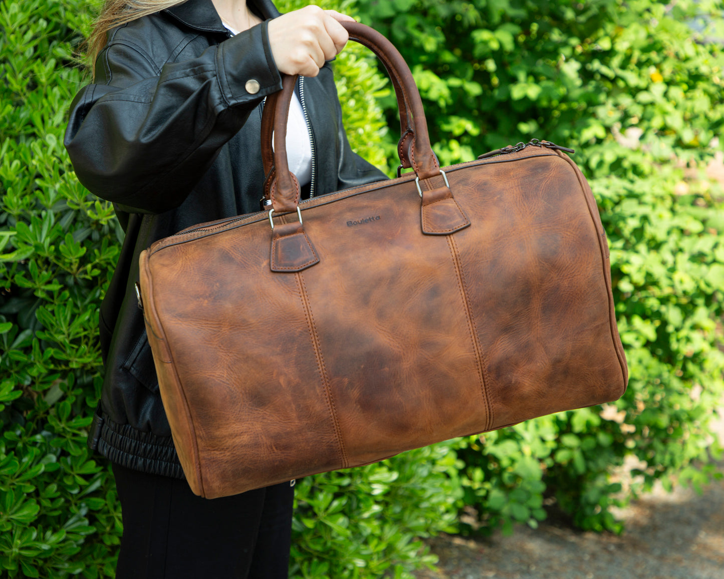 Crestiva Leather Weekend Duffle Bag