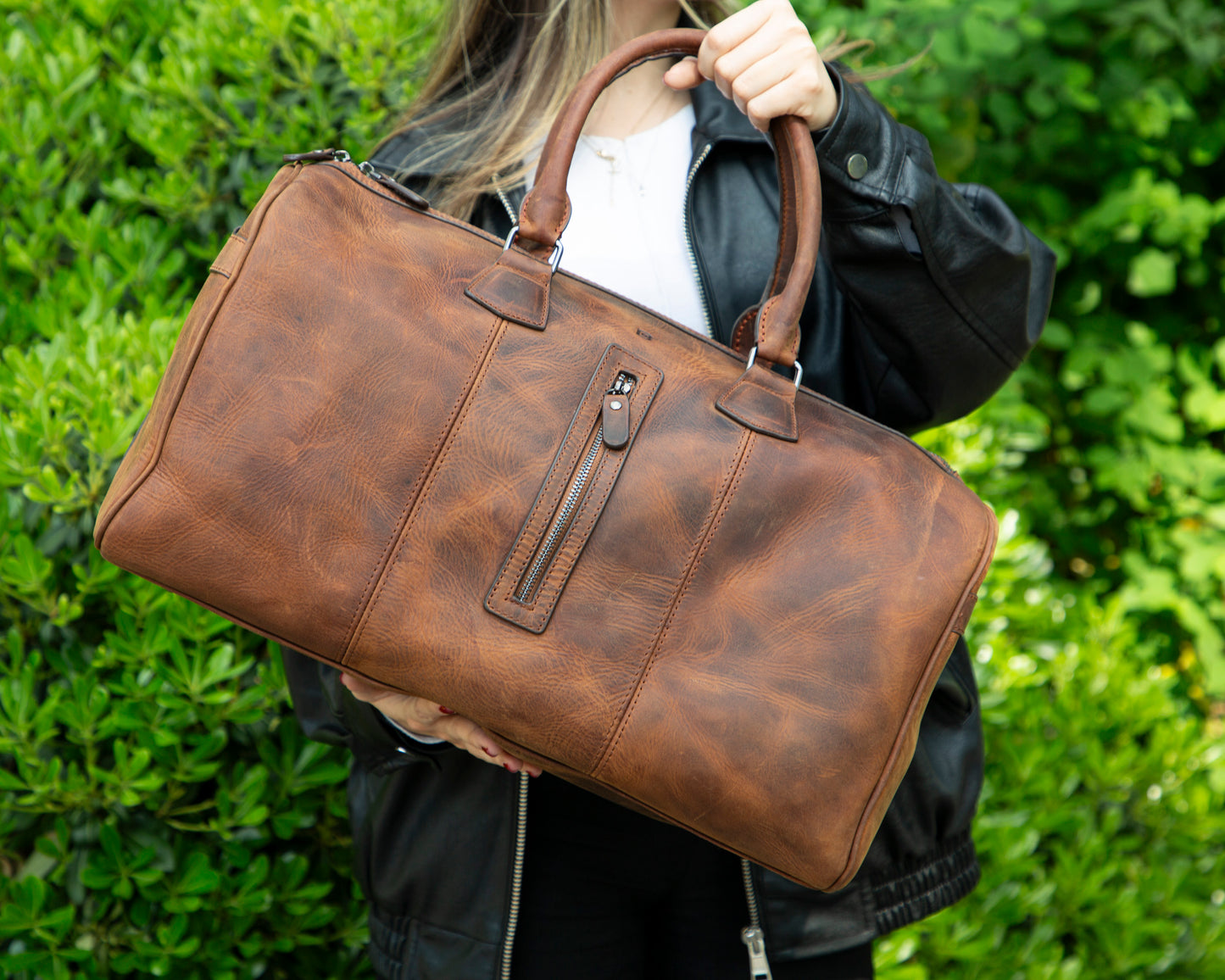 Crestiva Leather Weekend Duffle Bag