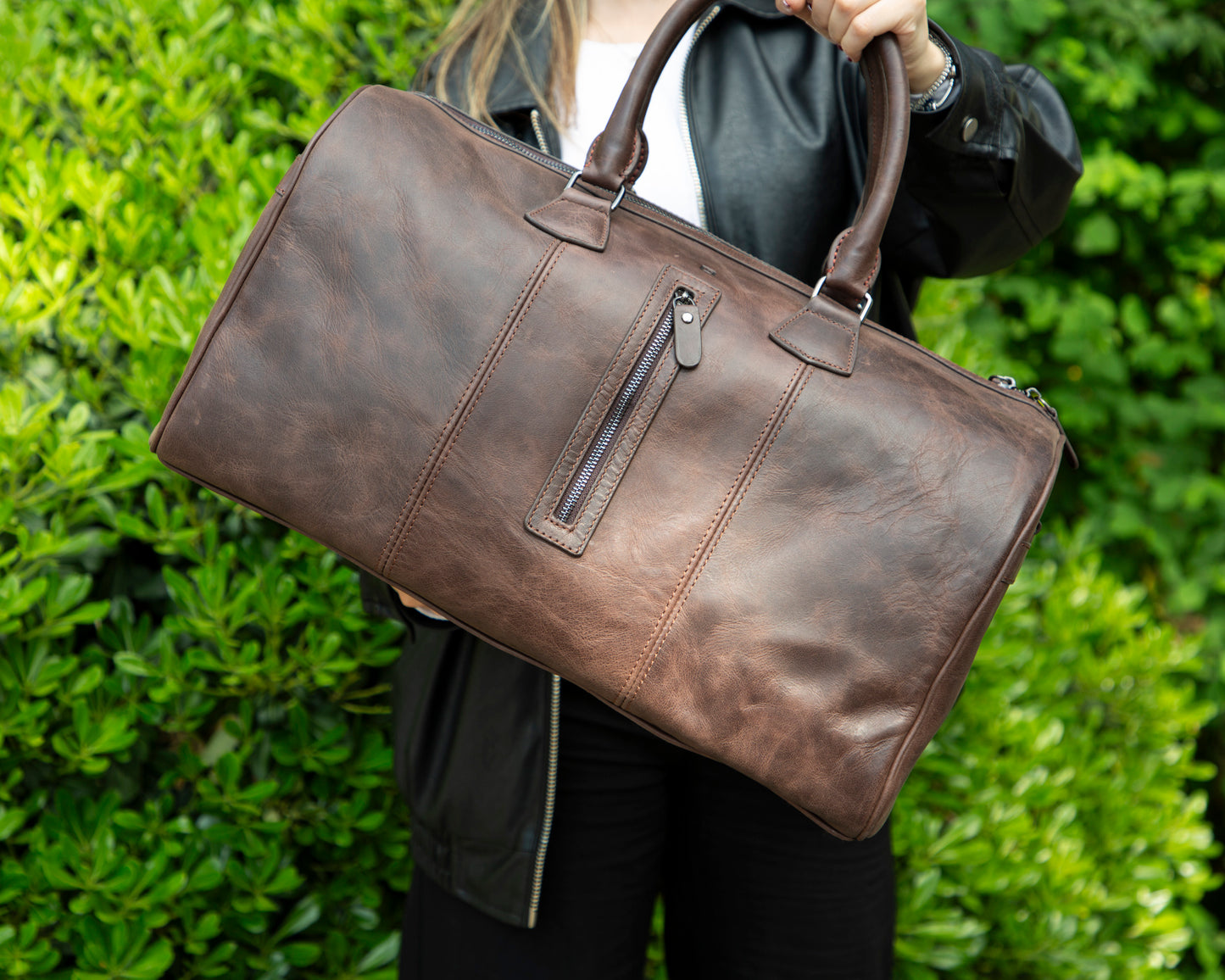 Crestiva Leather Weekend Duffle Bag