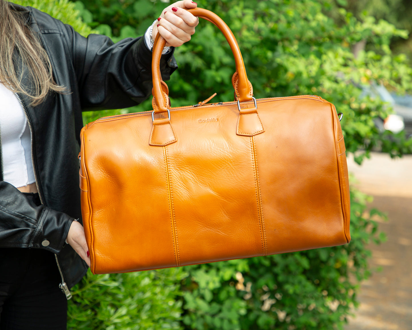 Crestiva Leather Weekend Duffle Bag