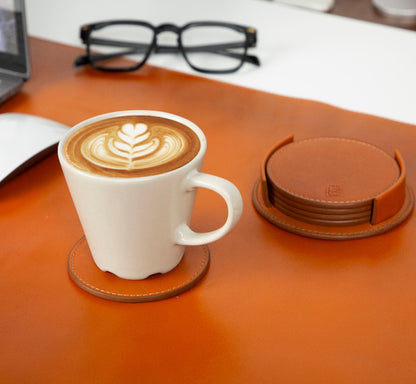 Lavion Leather Cup Coaster Set
