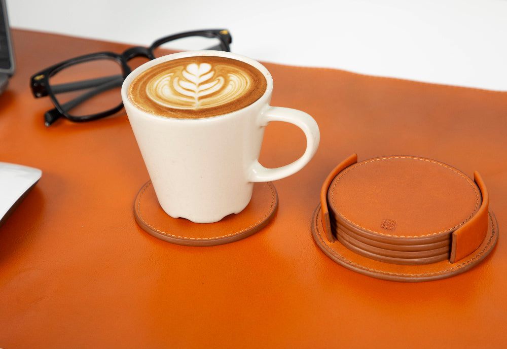 Lavion Leather Cup Coaster Set