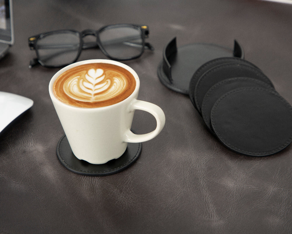 Lavion Leather Cup Coaster Set