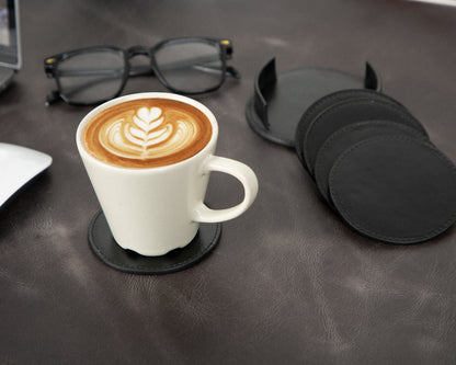 Lavion Leather Cup Coaster Set