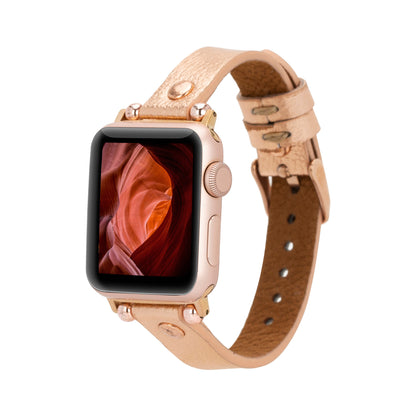 Ferro Leather Apple Watch Band with Rose Gold Trok