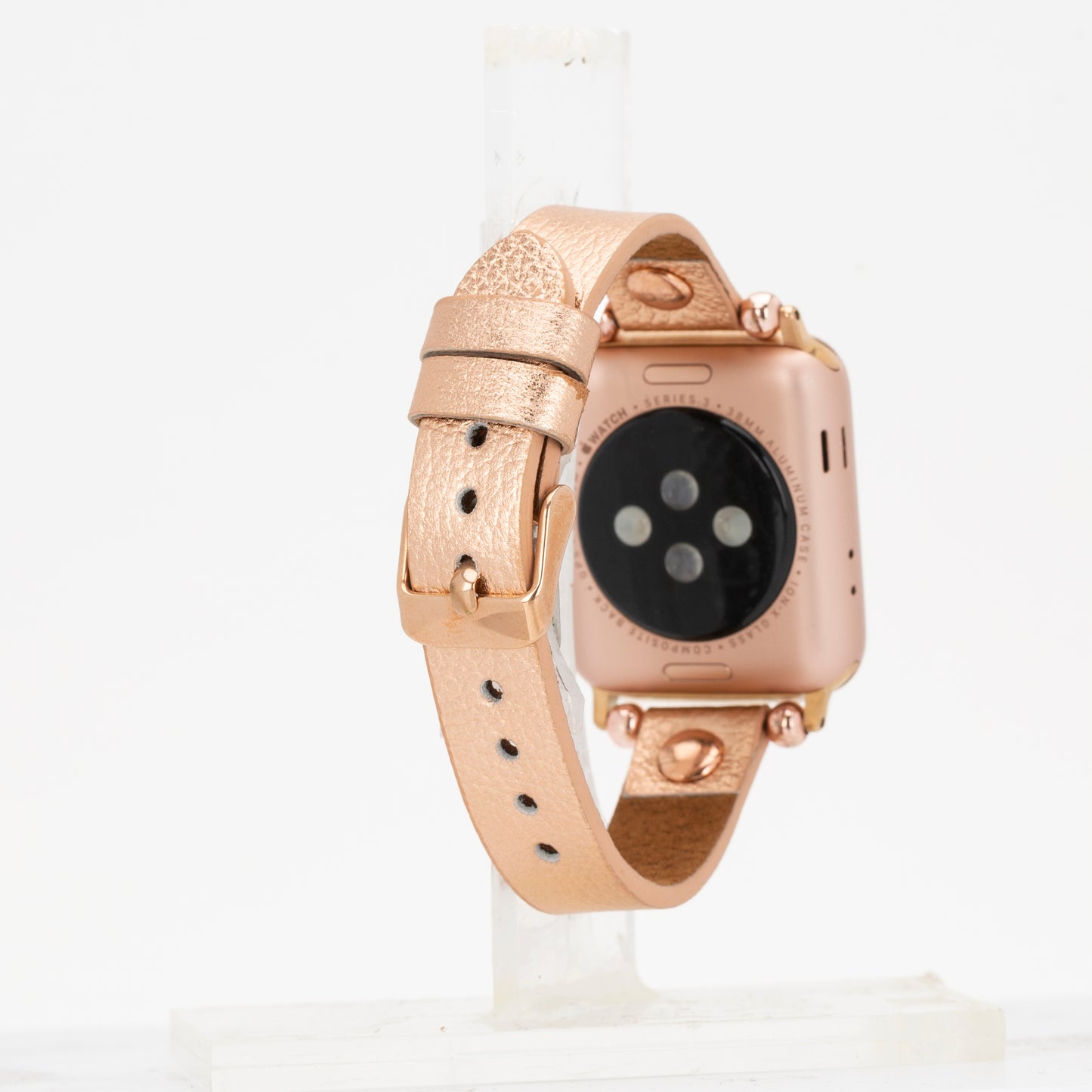 Ferro Leather Apple Watch Band with Rose Gold Trok