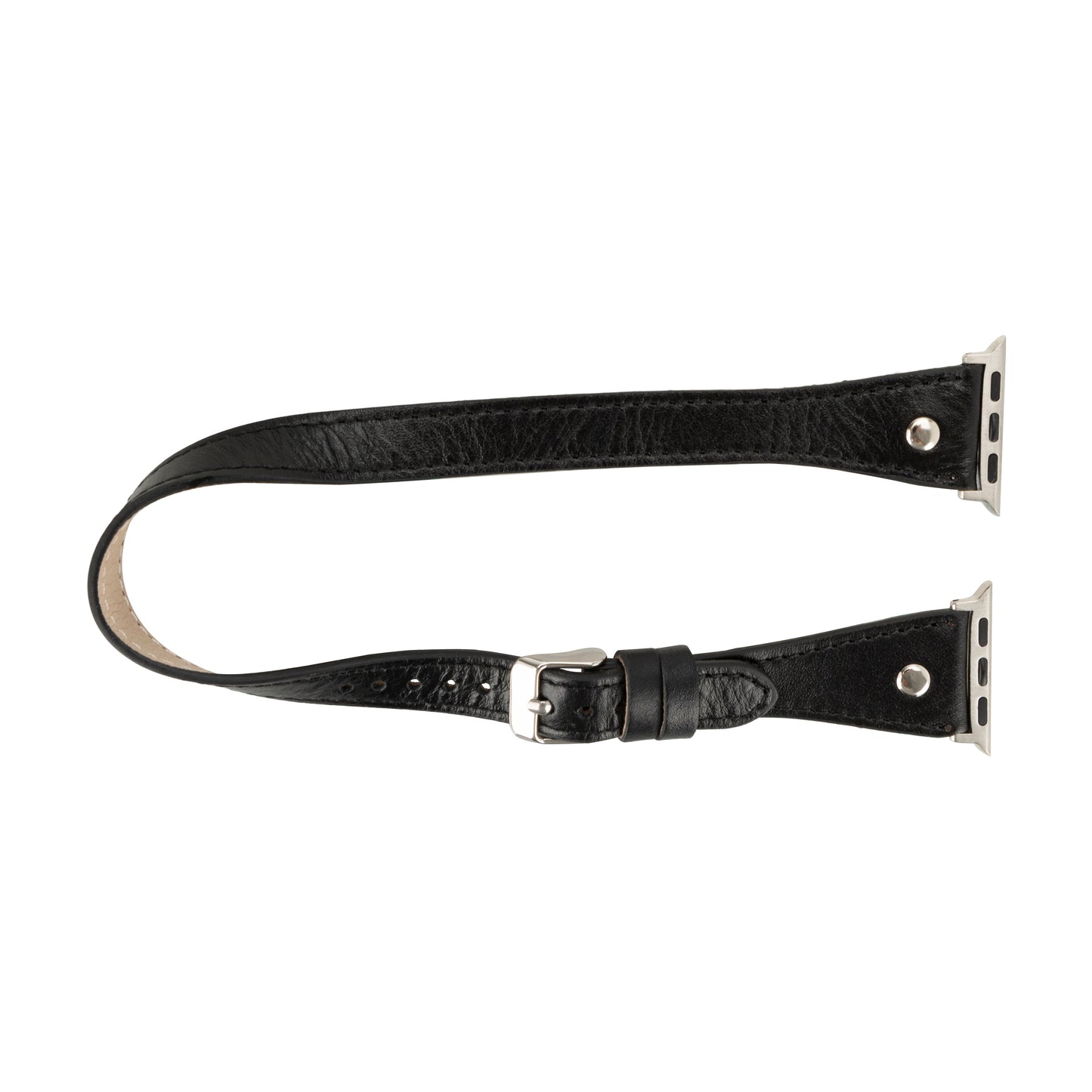 Hector Double Tour Leather Apple Watch Band with Silver Trok