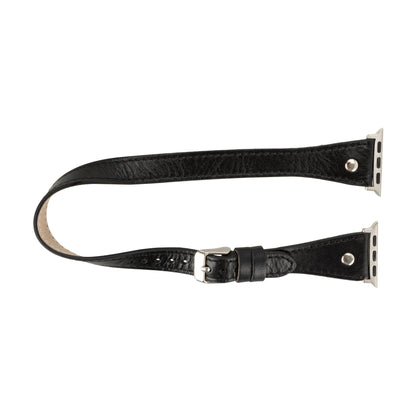 Hector Double Tour Leather Apple Watch Band with Silver Trok