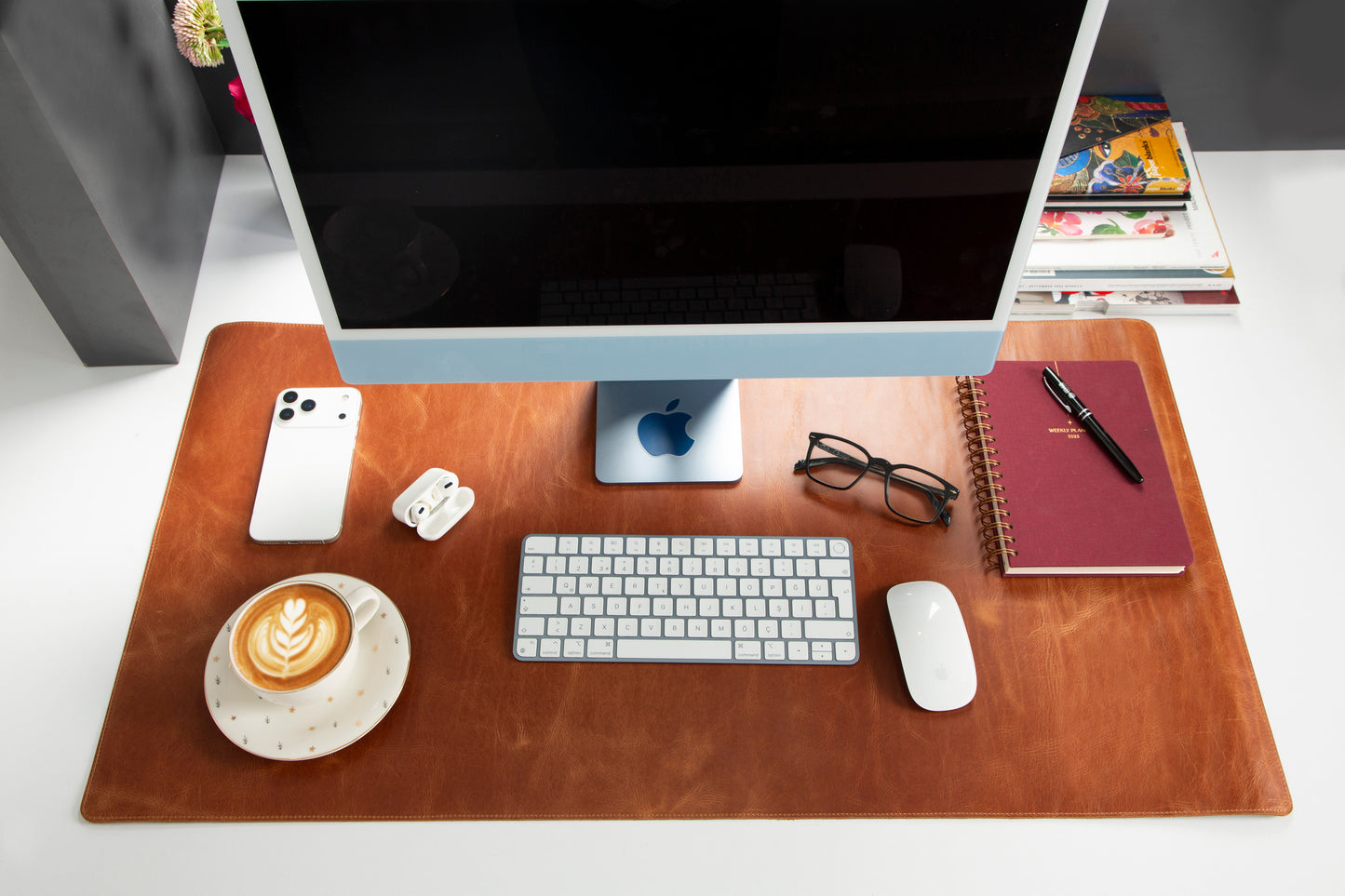 Natural Leather Desk Mat Large