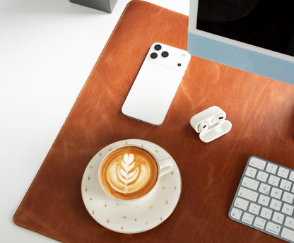 Natural Leather Desk Mat Large