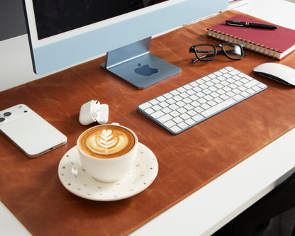 Natural Leather Desk Mat Large