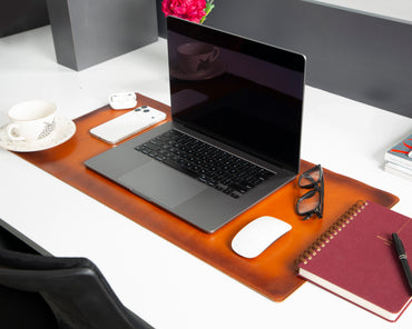 Lined Leather Desk Mat Small Size